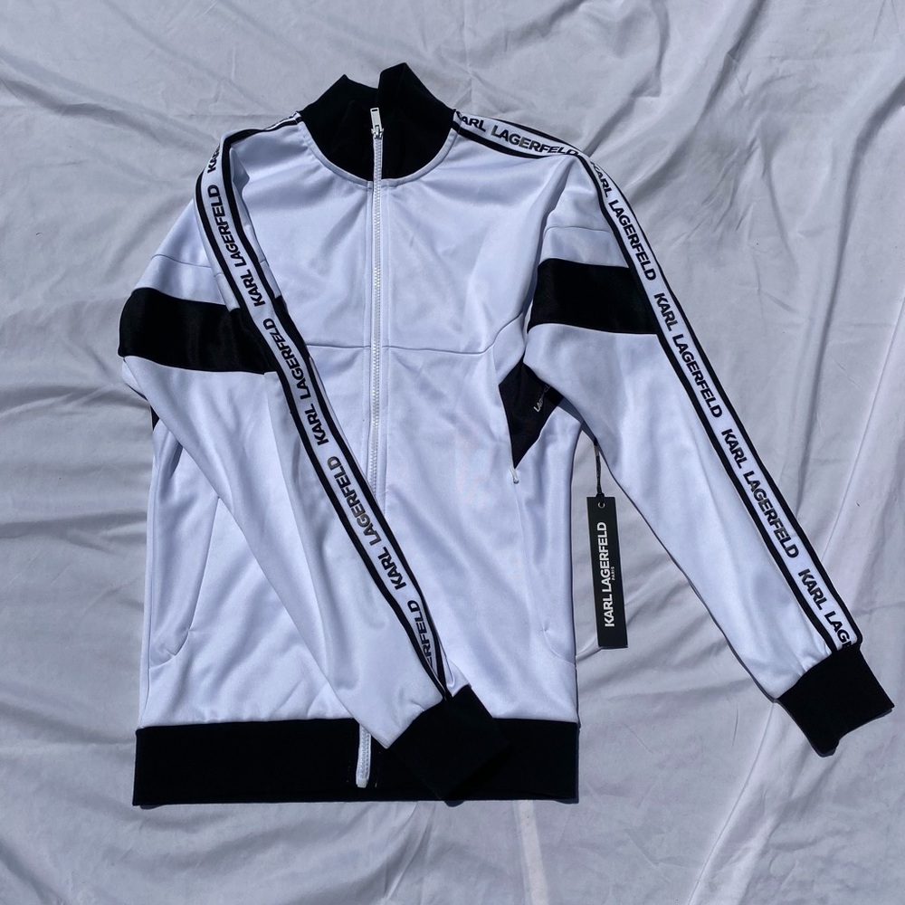 Karl Lagerfeld White Zip-up Jacket | Size XS